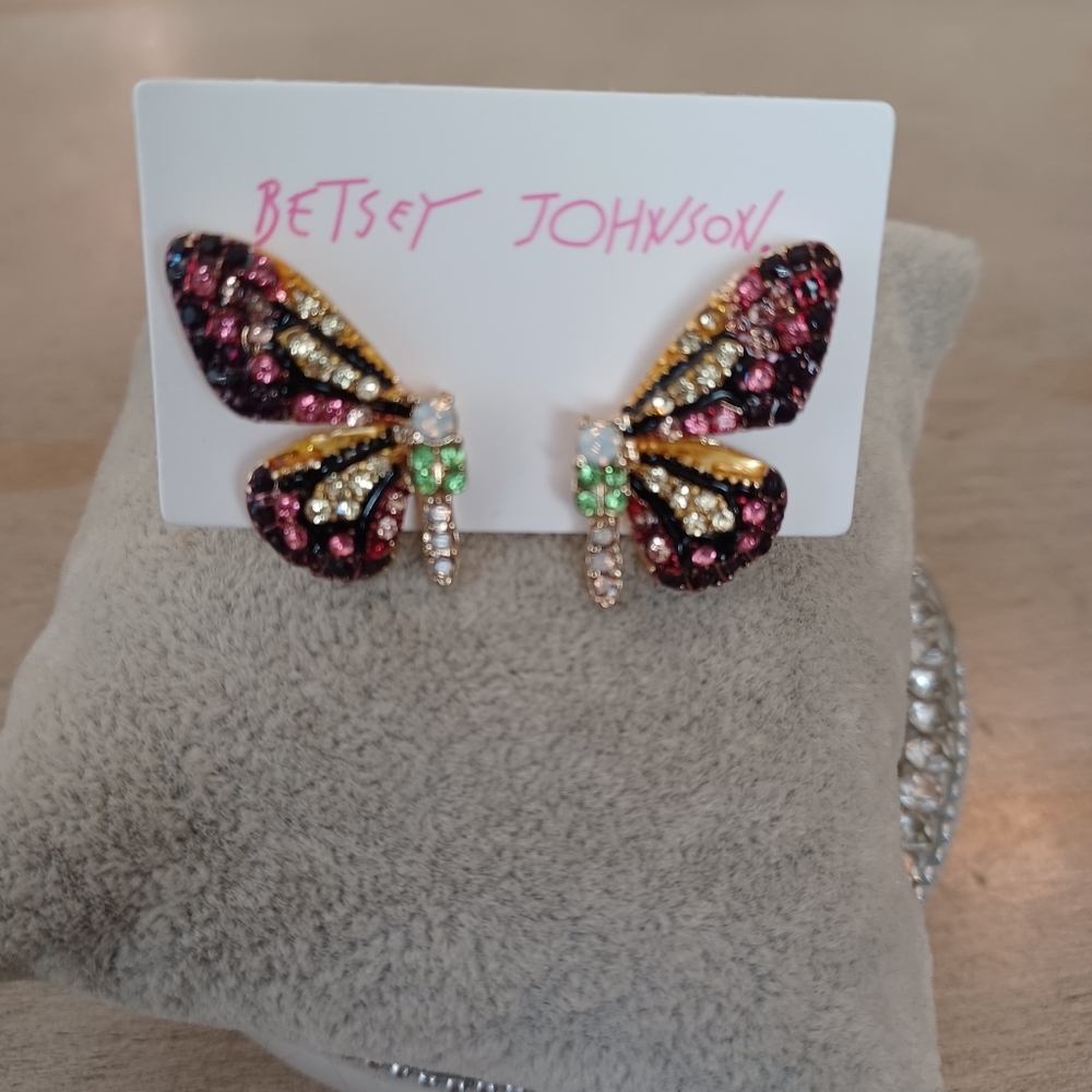Purple and Yellow Butterfly Stud Earrings - Picture 5 of 5